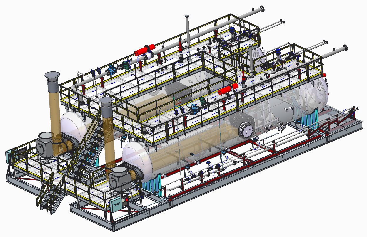 Skidded System 3D Model - Structural / Piping / Pressure Vessels